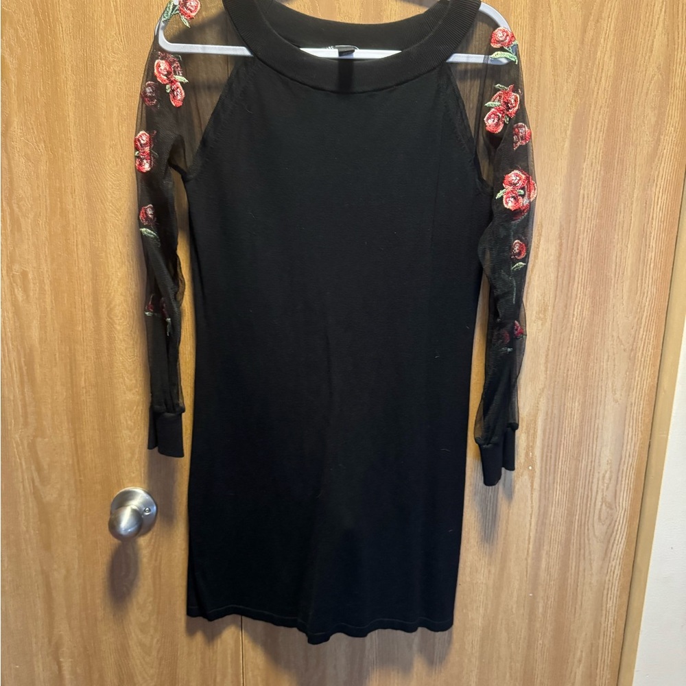 INC International Concepts Black Sheath Dress Long Sleeve Raglan